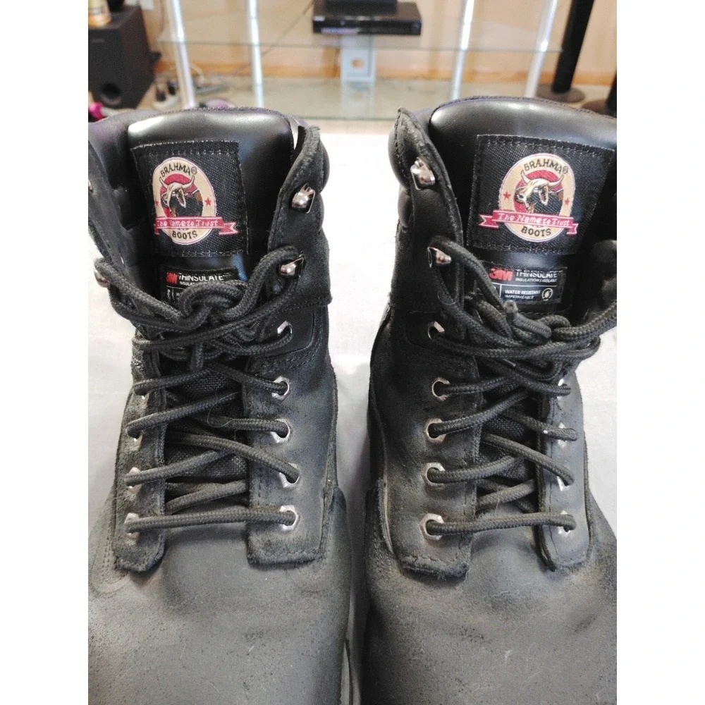 Brahma Bravo Men 11W Black Leather Steel Toe Work Hiking‎ Biker Western Boots**